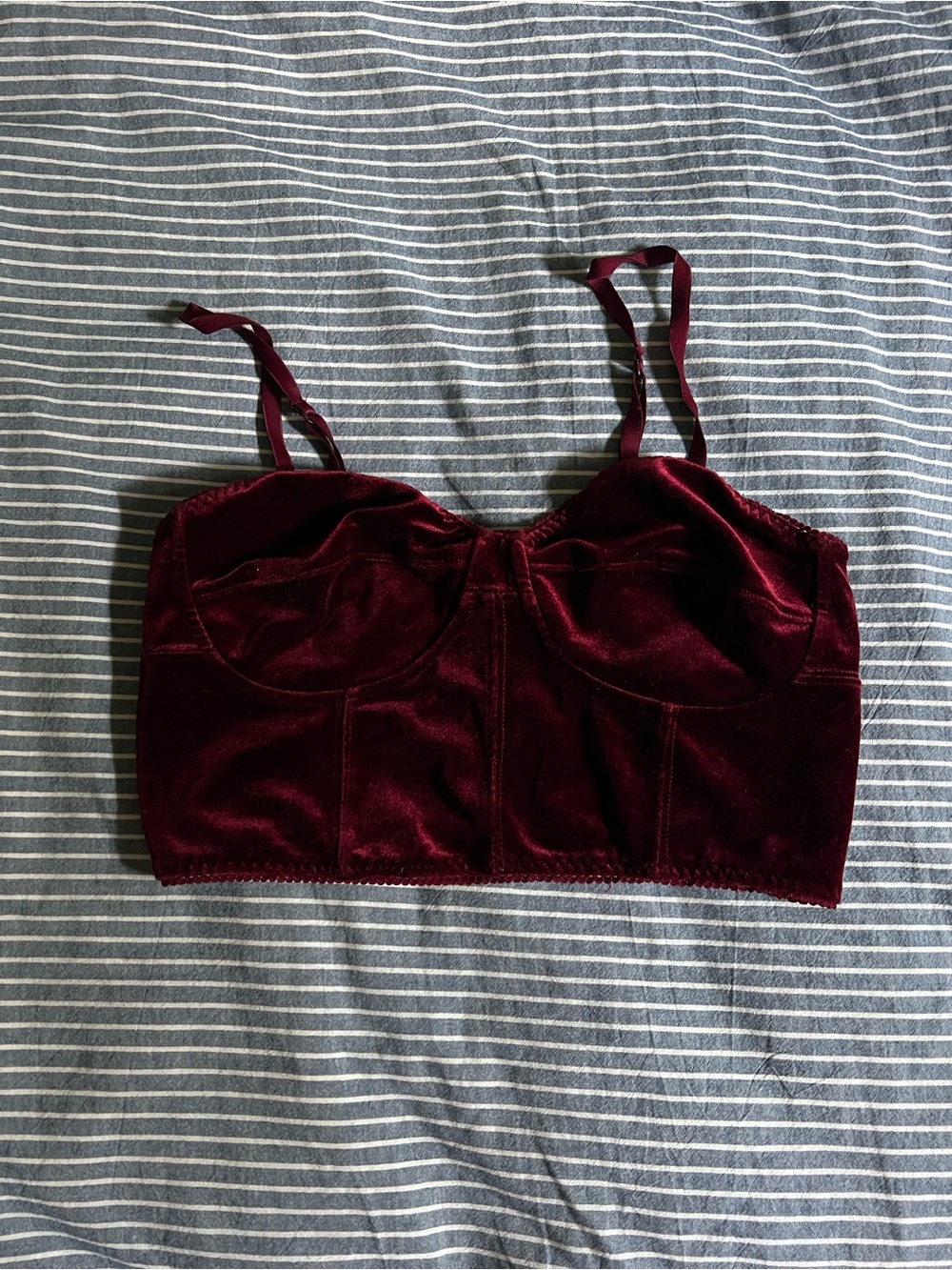 burgundy velvet crop top
